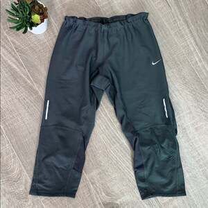 NIKE DRI-FIT Women's Cropped Gray Leggings Drawstring Waist